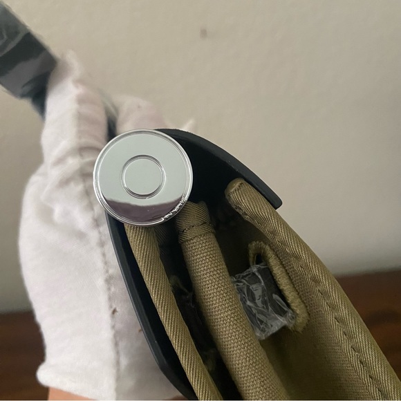 Black Olive Green Canvas Leather 31 CM Bag Convertible Crossbody Satchel B9 - Picture 11 of 16